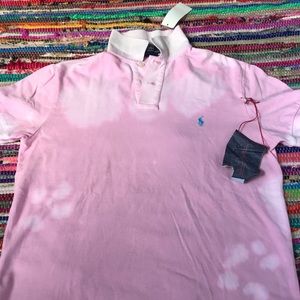 Pink tie dye polo shirt